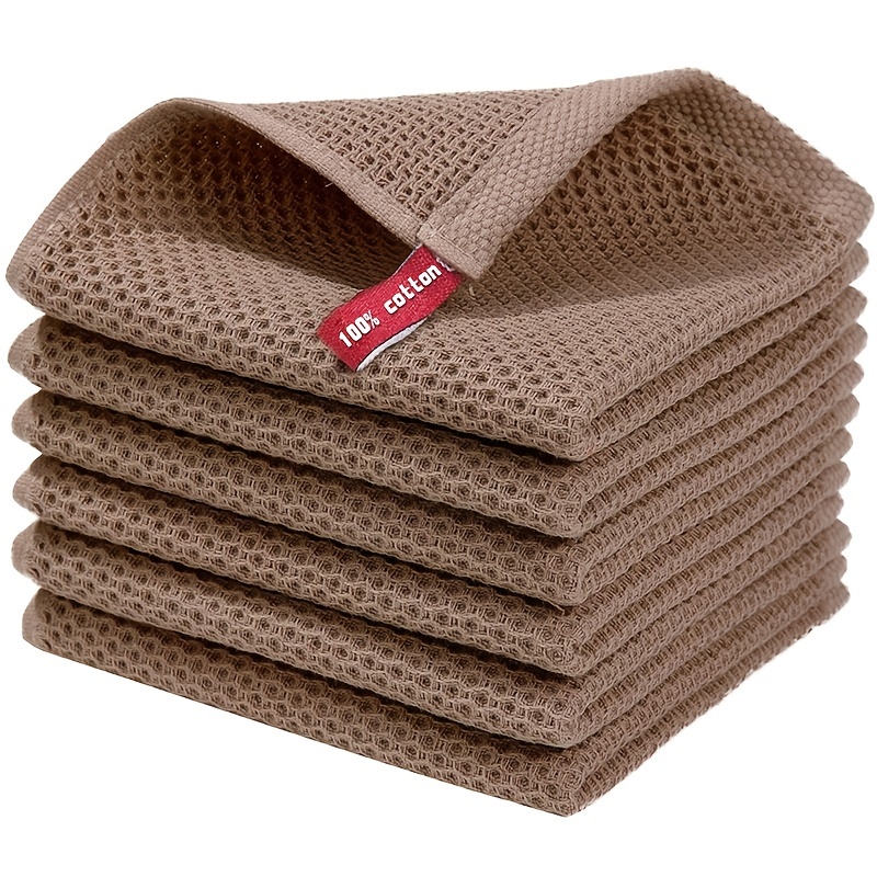 Microfiber Waffle Weave Kitchen Dish Cloths, 12 x 12 Inch Ultra Absorbent  and Solid Color Dish Towels for Washing Dishes Fast Drying Cleaning Cloth 