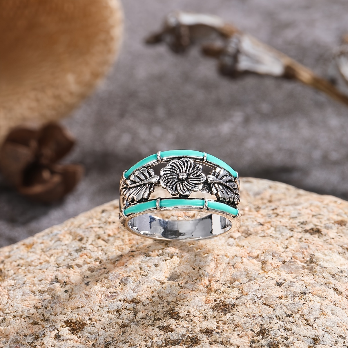 Vintage turquoise deals wedding rings