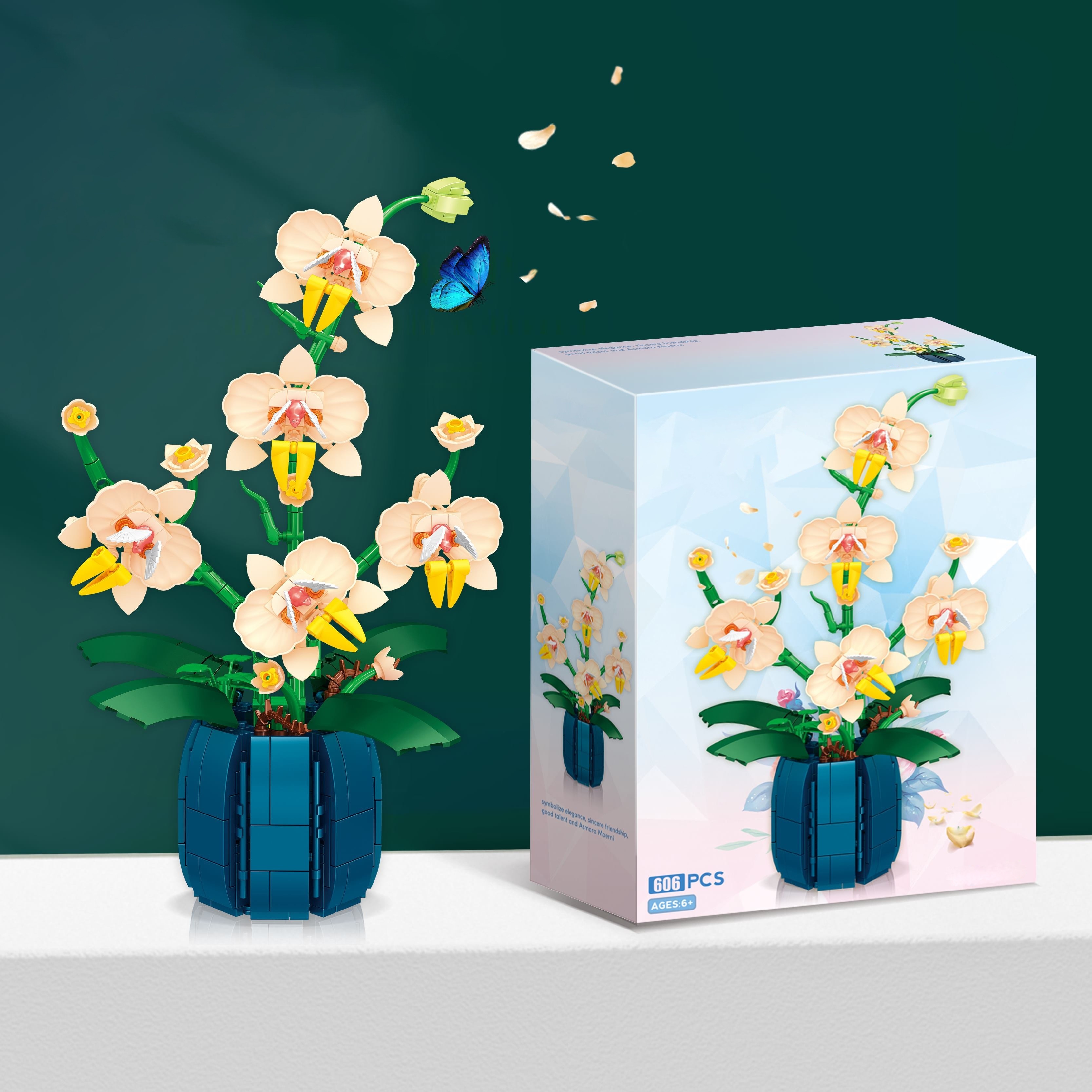Serie Creativa Orchidea Phalaenopsis Fiore Di Rosa Blocchi - Temu Italy
