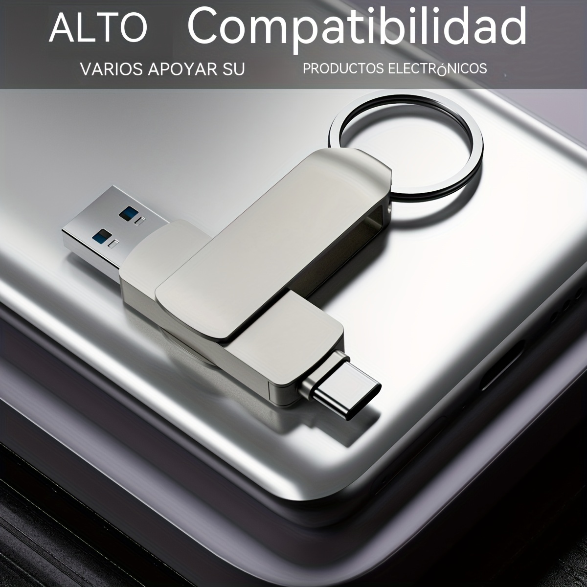 1TB USB 3.1 Tipo-C Dual Flash Drive para MacBook, Android - Plata