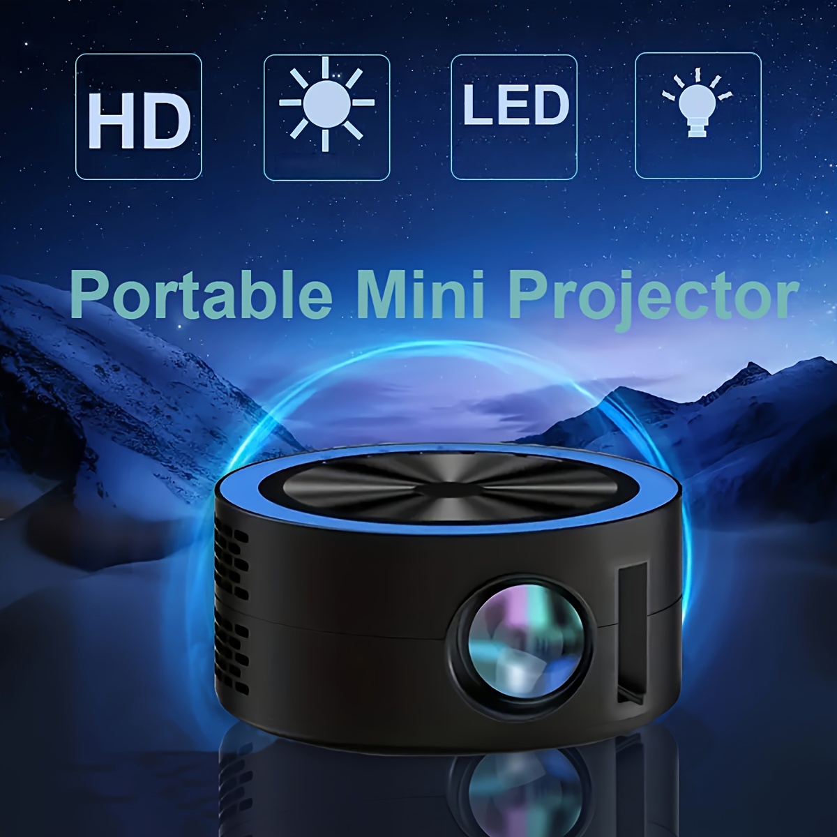Mini proyector, mini proyector LED portátil de cine en casa, proyector HD  HDMI, mini proyector LED para exteriores e interiores, enchufe de EE. UU.