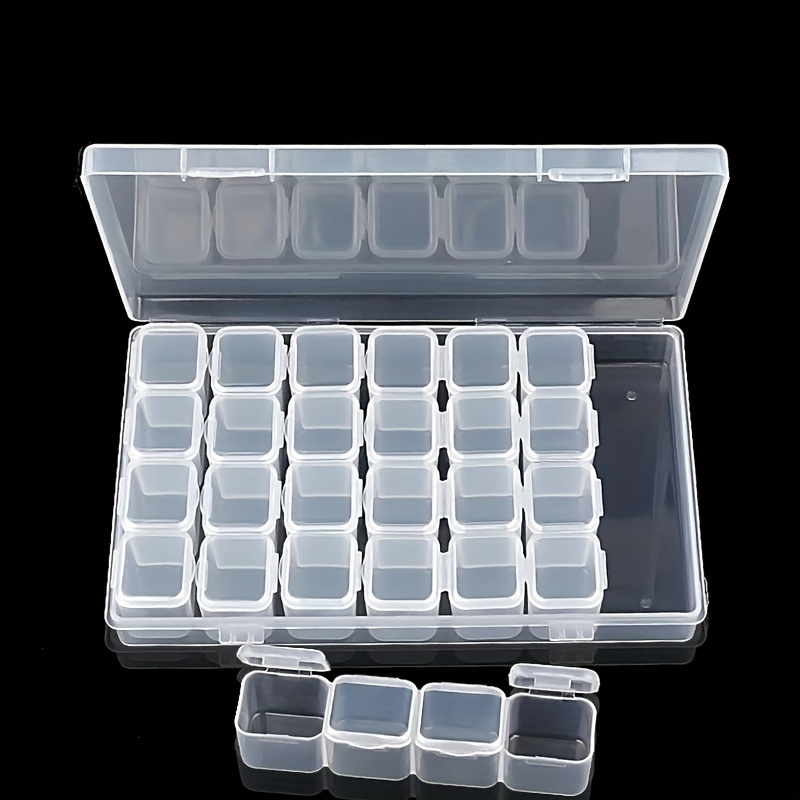 28/56 Slots Plastic Storage Box Clear Jewelry Organizer - Temu