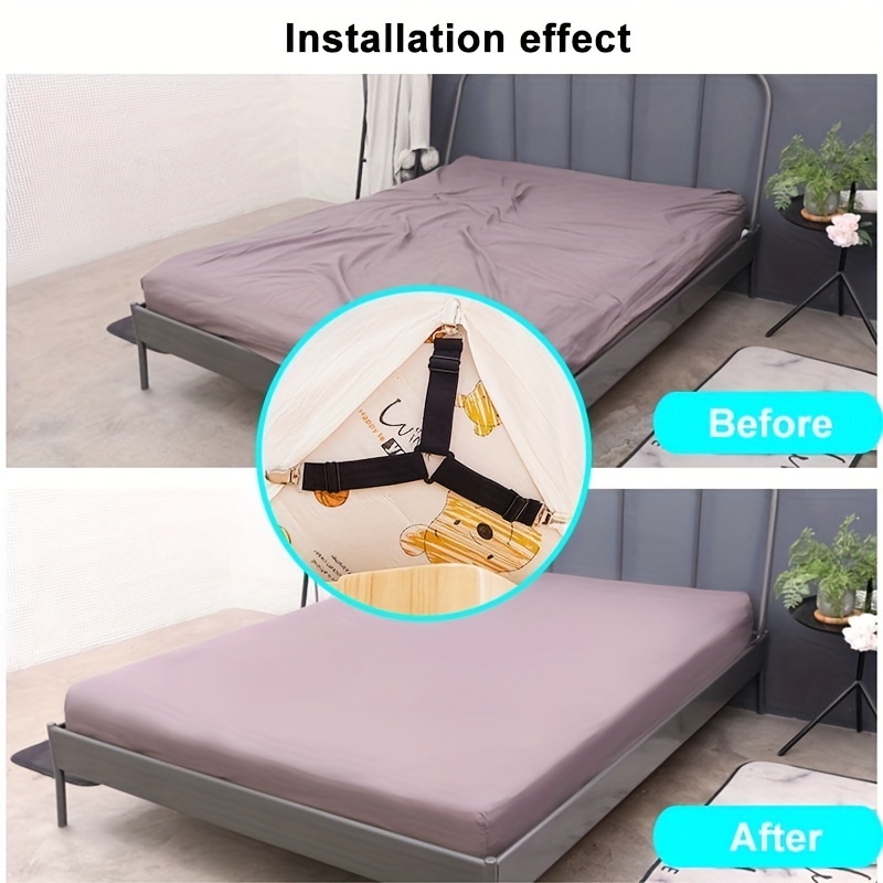 4pcs/set Elastic Bed Sheet Grippers Belt Fastener Bed Sheet Clips