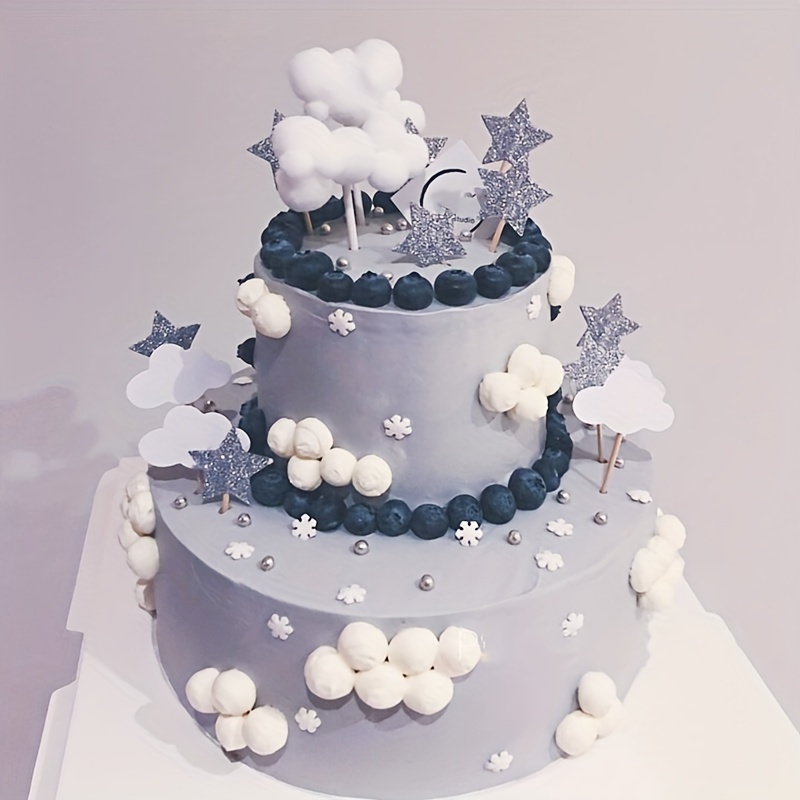 Decoration Gateau Anniversaire Or Happy Birthday Cake Topper Coeurs Étoiles Deco  Gateau Anniversaire Confetti Ballon Éventails en papier