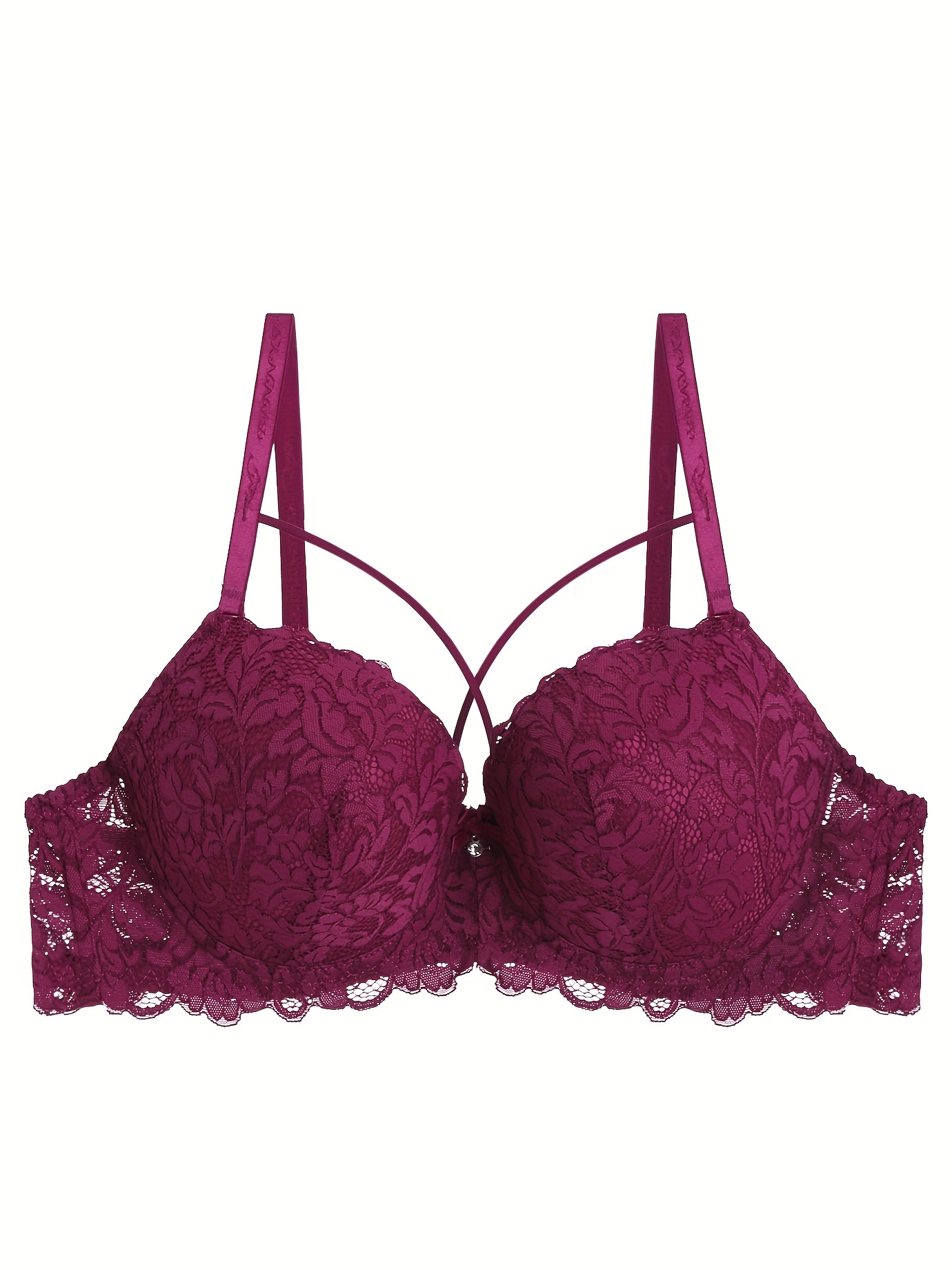 PINK - Victoria's Secret Burgundy Date Lace Push Up Bra Size 32C