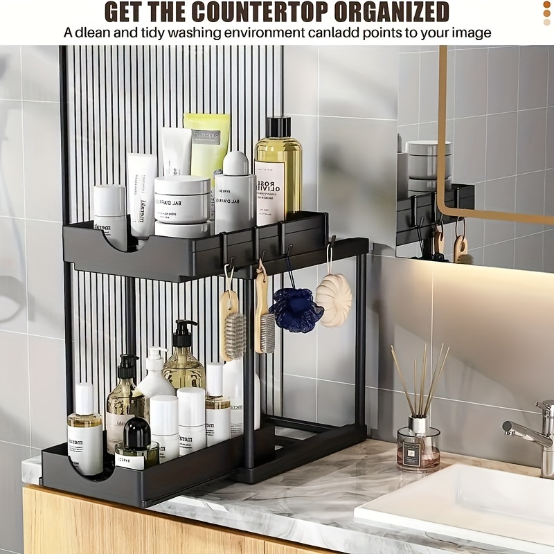 KINGBERWI 2-Tier Bathroom Countertop Organizer Cosmetic Storage