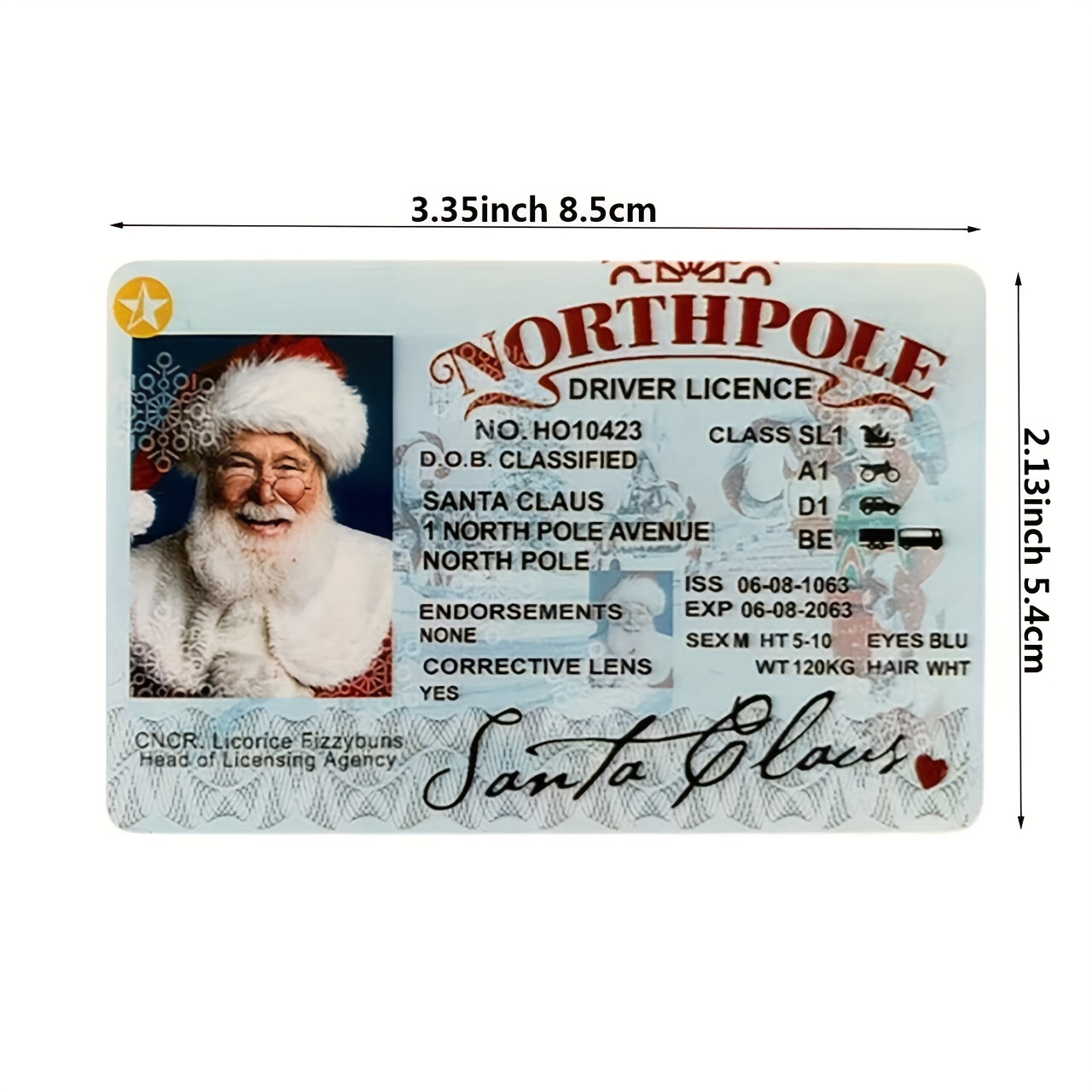 Faux permis de conduire Santa Claus,carte de v¿ux,cadeau de noël,permis de  vol,manchette de noël - Type Santa Claus 2