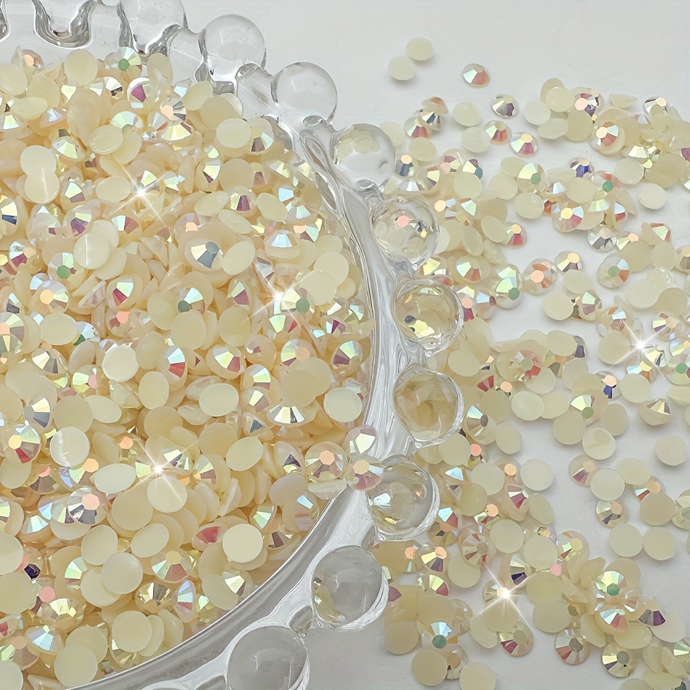 TEMU Strass à fond plat en résine jaune gelée, pierres rondes pour nail art, décorations pour coque de téléphone, autocollants , articles de