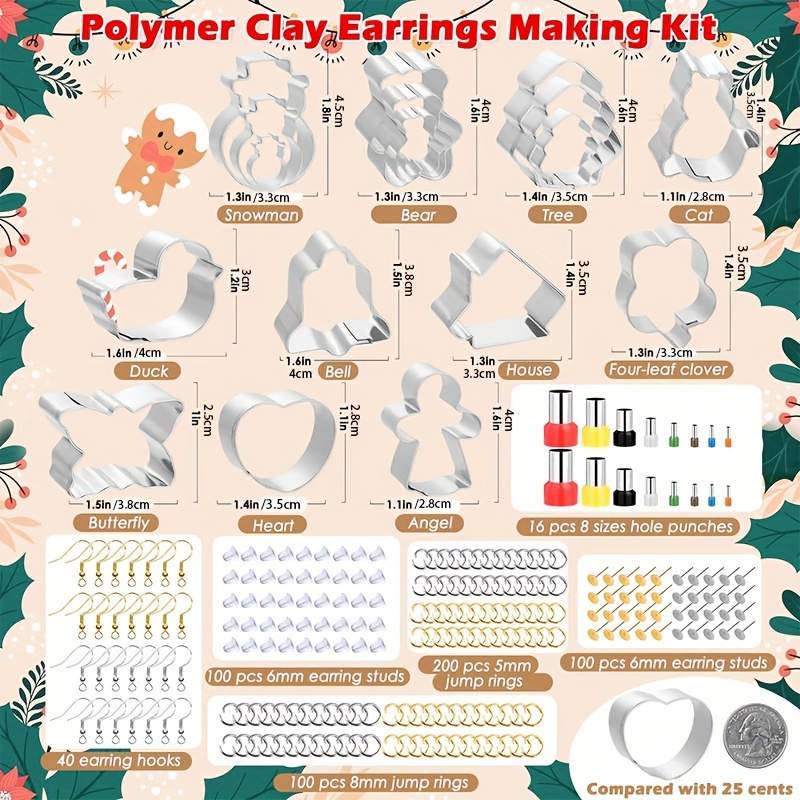 Clay Earring Making Mold Set Molds Contains Shapes Clay - Temu