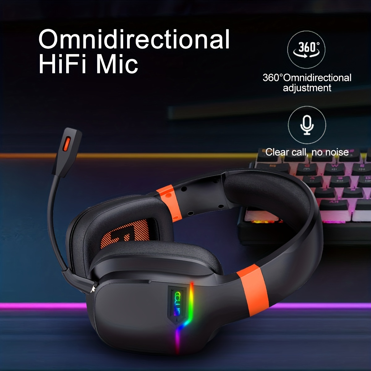 Wireless Gaming Headset With Noise-canceling Mic For Pc Ps4 Ps5