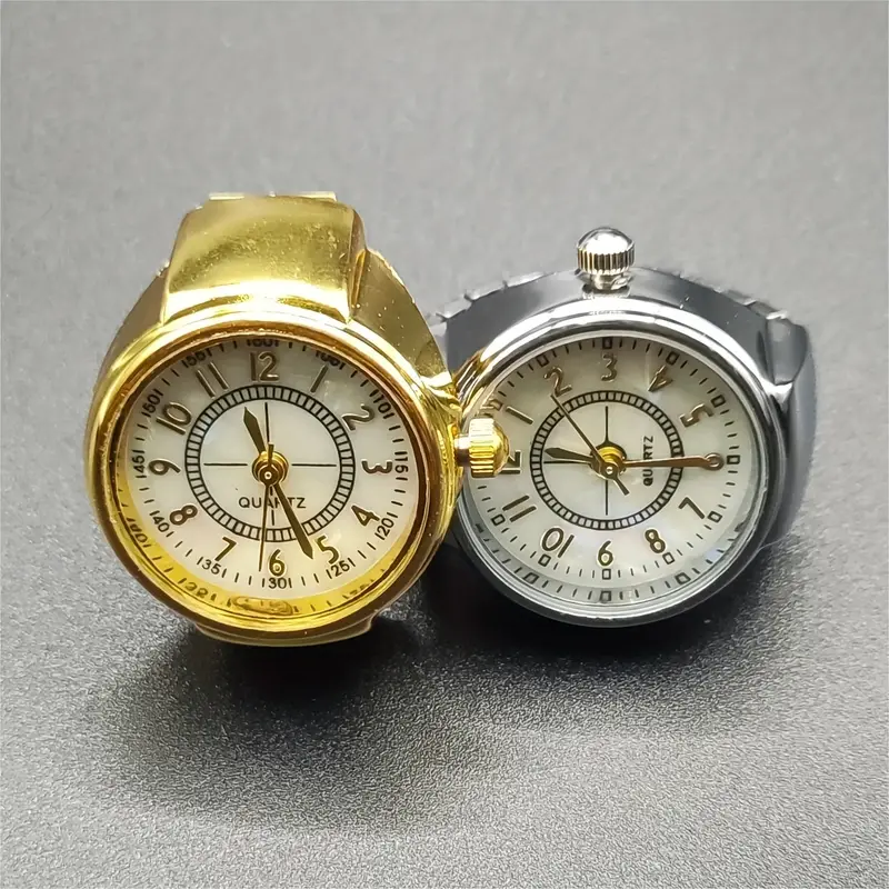 Mini Quartz Finger Watch Hiphop Round Pointer Elastic Band Analog Ring  Watch For Women Men Teens, Gift For Valentine's Day