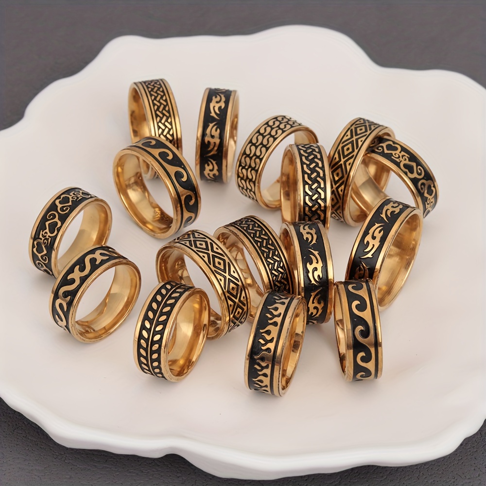 50pcs/pack Fashion Classic Heart Stripe Stainless Steel Rings for Women & Men Simple Colorful Mixed Style Jewelry, Jewels Gifts,Temu