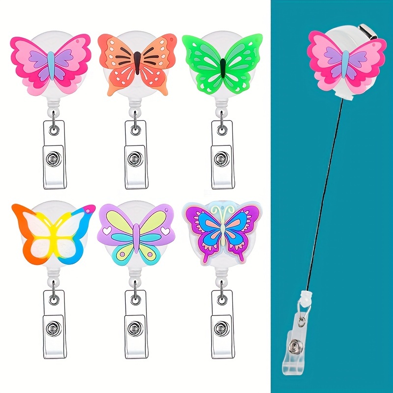  Beautiful Butterfly Print Retractable Badge Holder