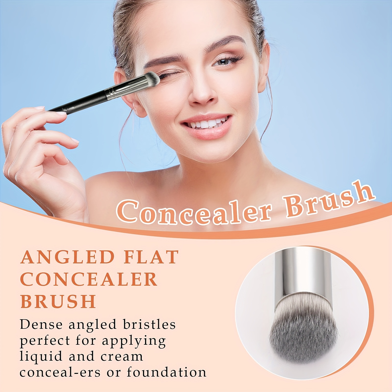 Vegan Under Eye Concealer Brush - Mini Angled Kabuki Foundation Brush for  Seamless Blending and Setting of Powder, Liquid, and Cream Cosmetics