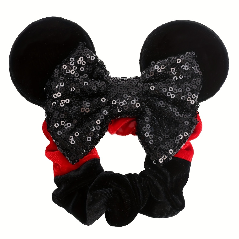 Colorful Sequin Bow Mouse Ear Scrunchies Hair Ties