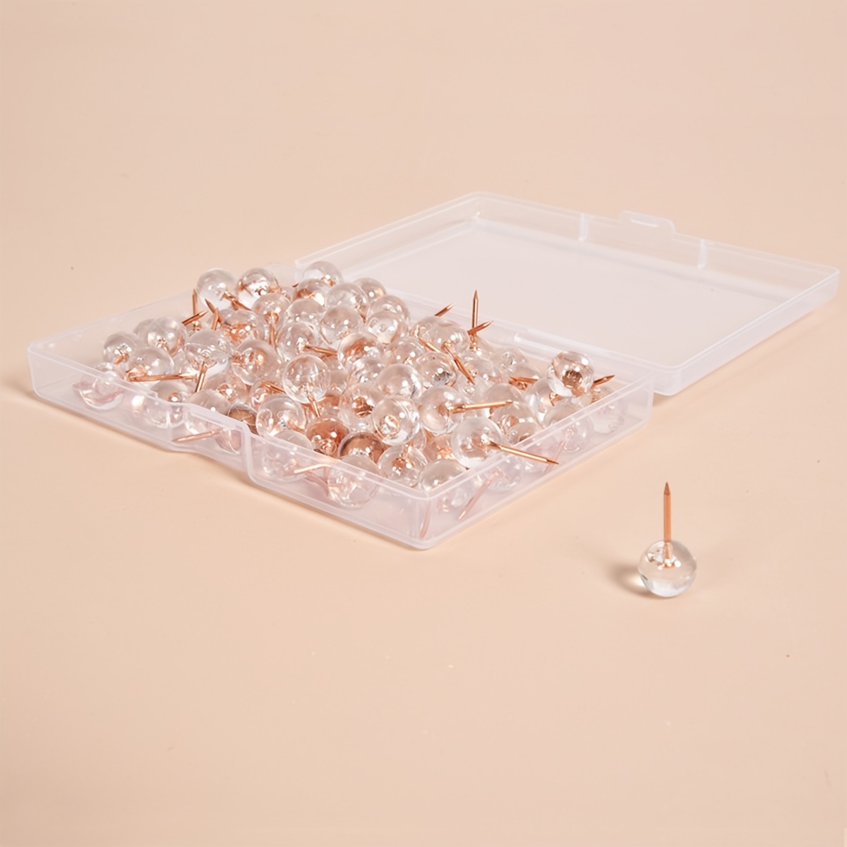 100pcs Plastic Clear Push Pins - Steel Point & Transparent Flat Heads for  Cork Boards, Wall Hangings & Bulletin Boards