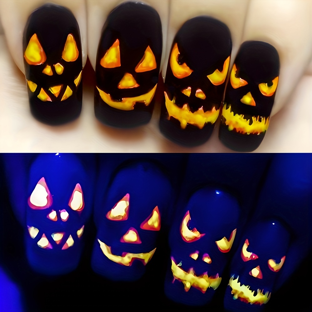 Spooky Glow in the Dark Halloween Nails