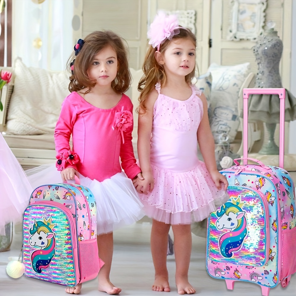 AGSDON Kids Luggage for Girls, Cute Unicorn Rolling Suitcase Wheels for  Children Toddler