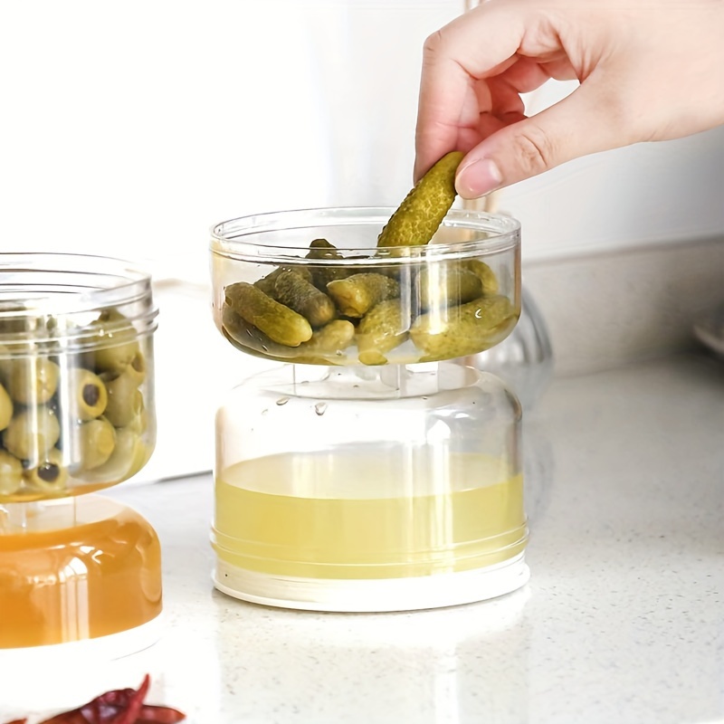 Glass Pickle Jar With Strainer Flip, Pickle Container For Olives