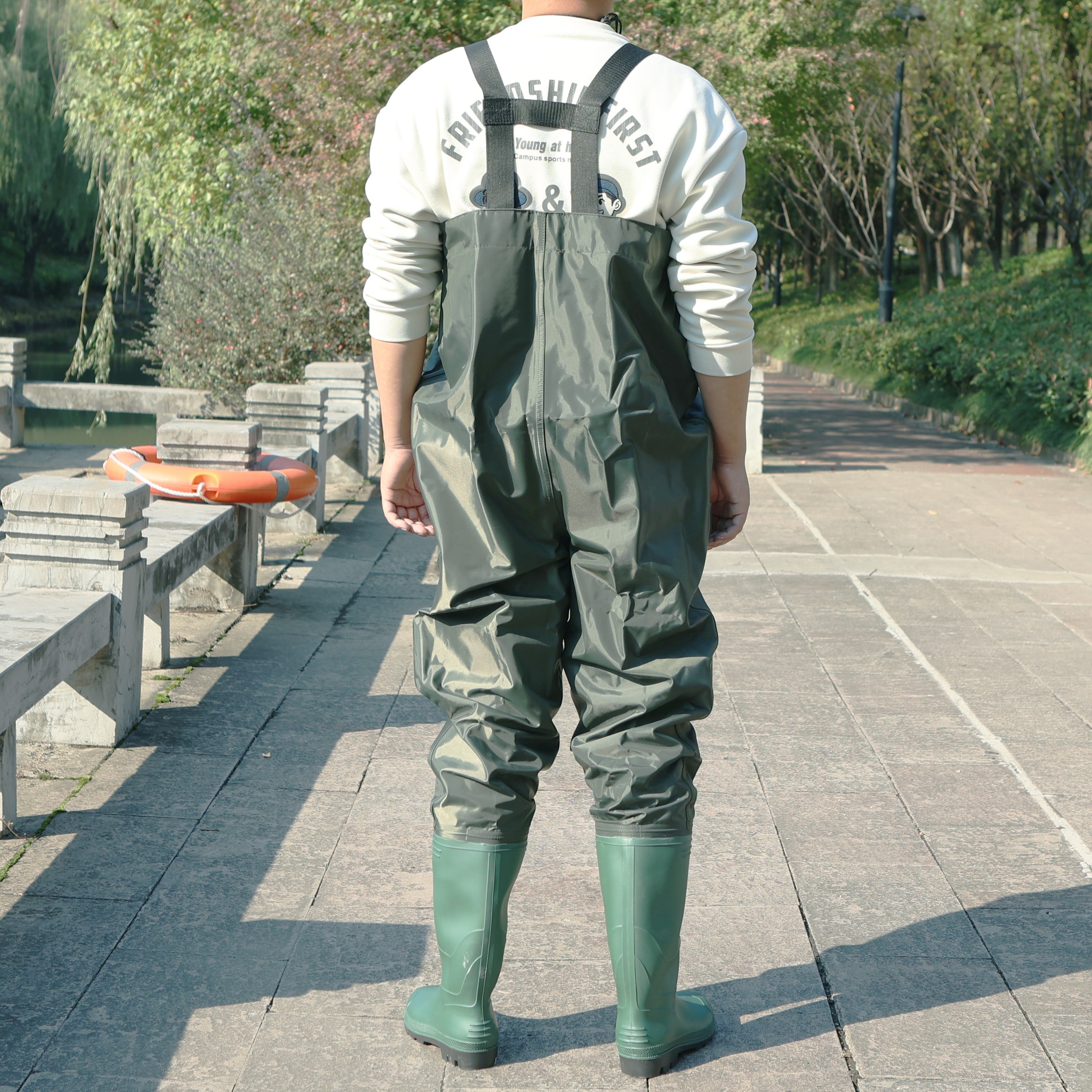 Mens Breathable Chest Waders Fishing Pants Wading Boots Waterproof