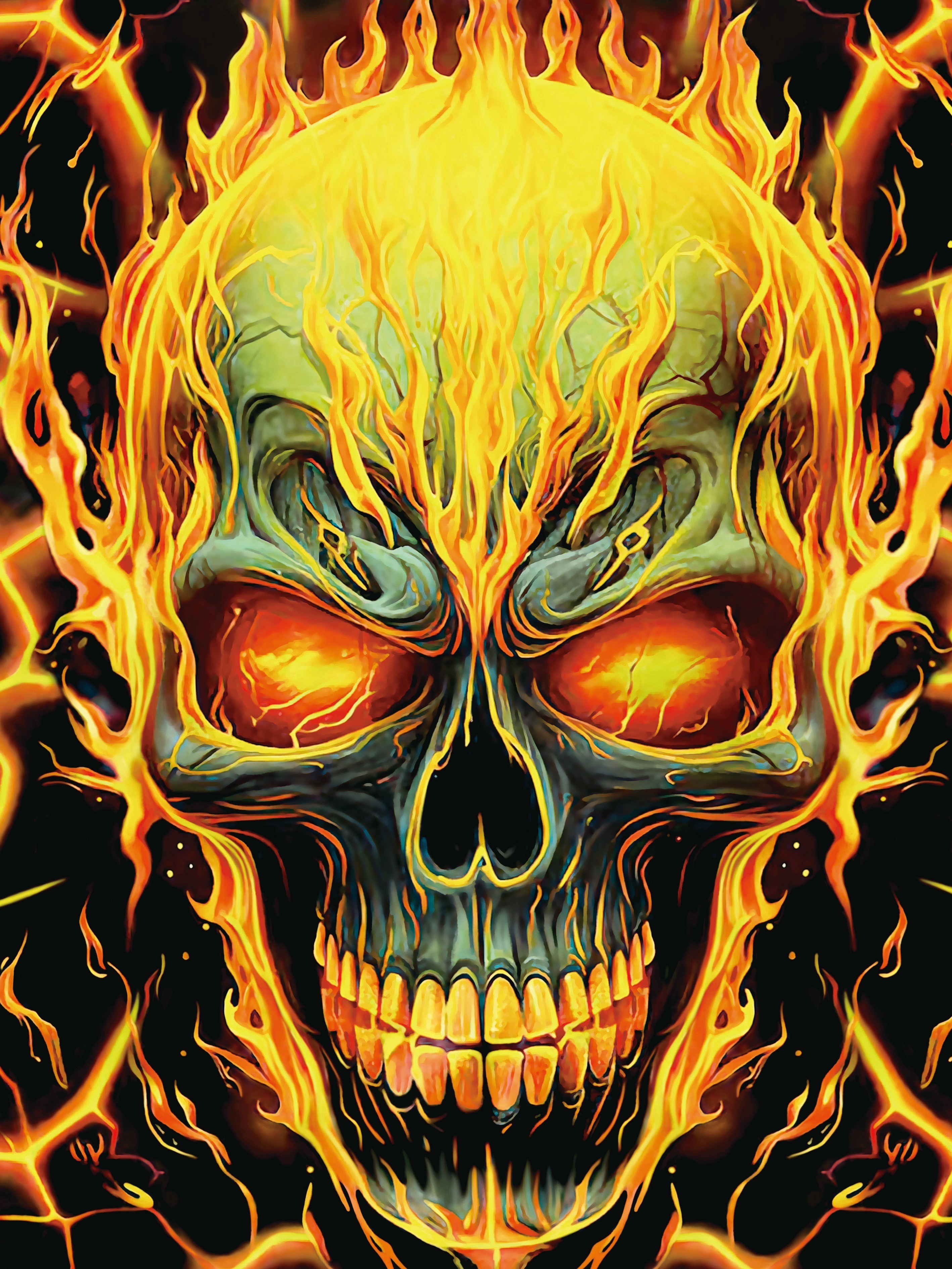 Men's 3D Flaming Skull Graphic T-Shirt - Casual Comfort Fit, Short Sleeve Pullover, Polyester Blend, Machine Washable, Summer Outdoor Wear, PLUS SIZE
