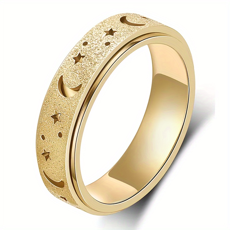 Moon & Star Anxiety Fidget Ring Stainless Steel Multicolor