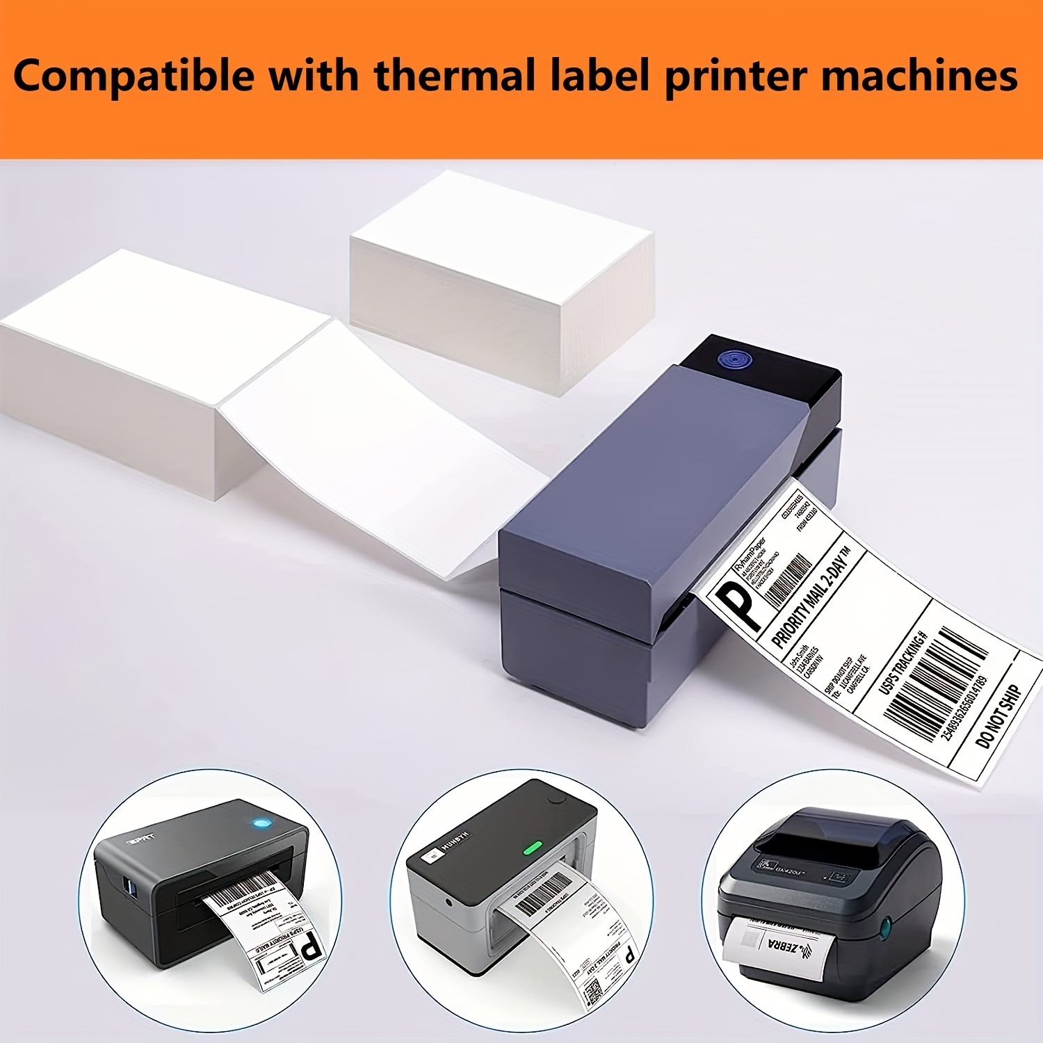 500pcs 10x15 Fan Fold Direct Thermal Label Waterproof Printer Paper