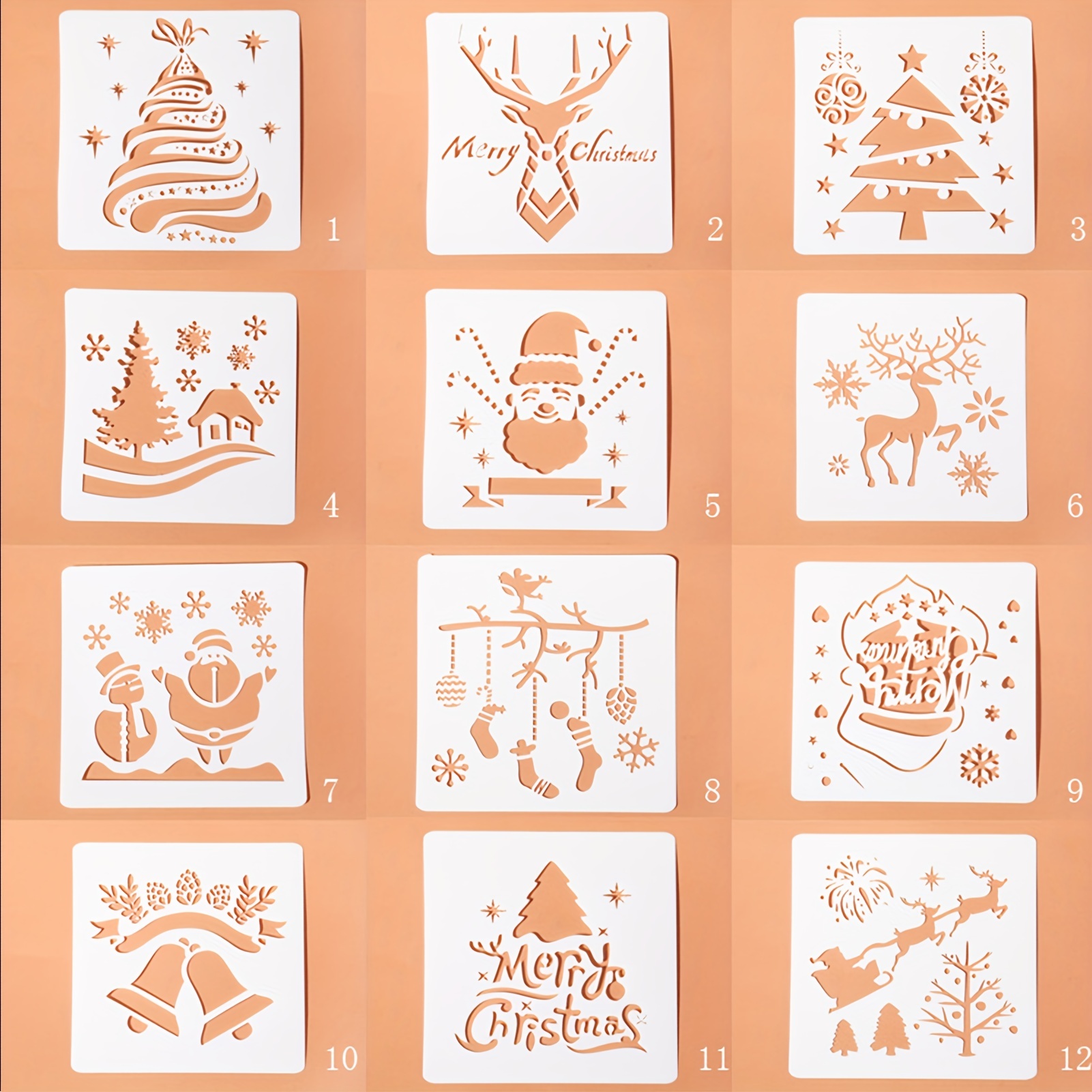 Merry Christmas Painting Stencils With Storage Metal Buckle - Temu