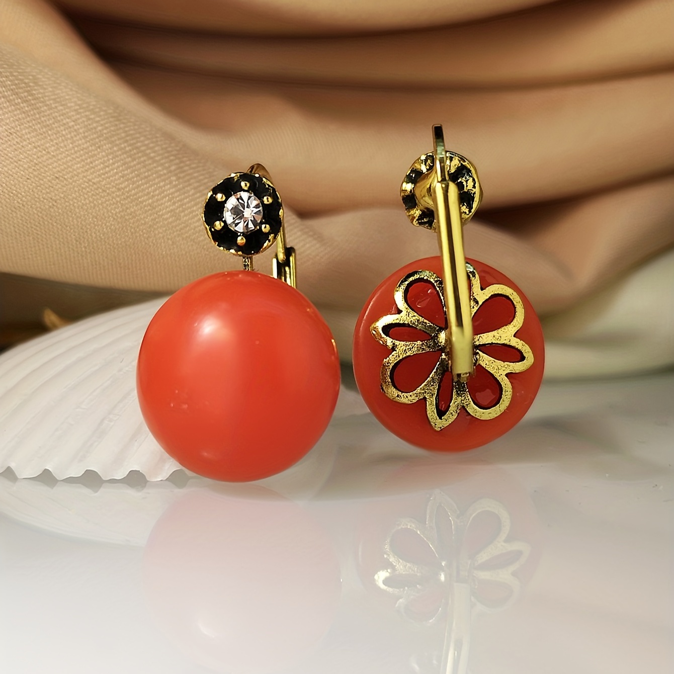 Boucles d'oreilles argent et corail rouge