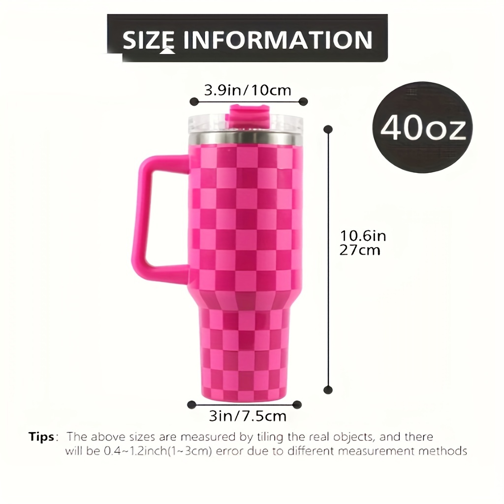 Checkerboard Design Tumbler With Lid Stainless Steel Water Bottle With  Straw And Lid Perfect For Outdoor Camping And Travel - Temu