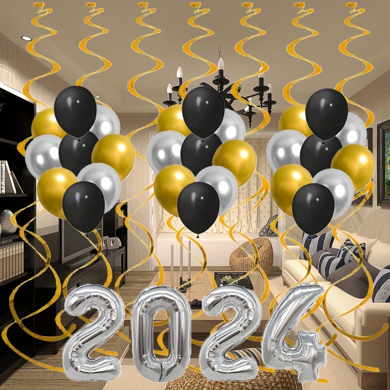 2024 New Year Decor 1 2024 Digital Balloon 17 Metal Silvery - Temu