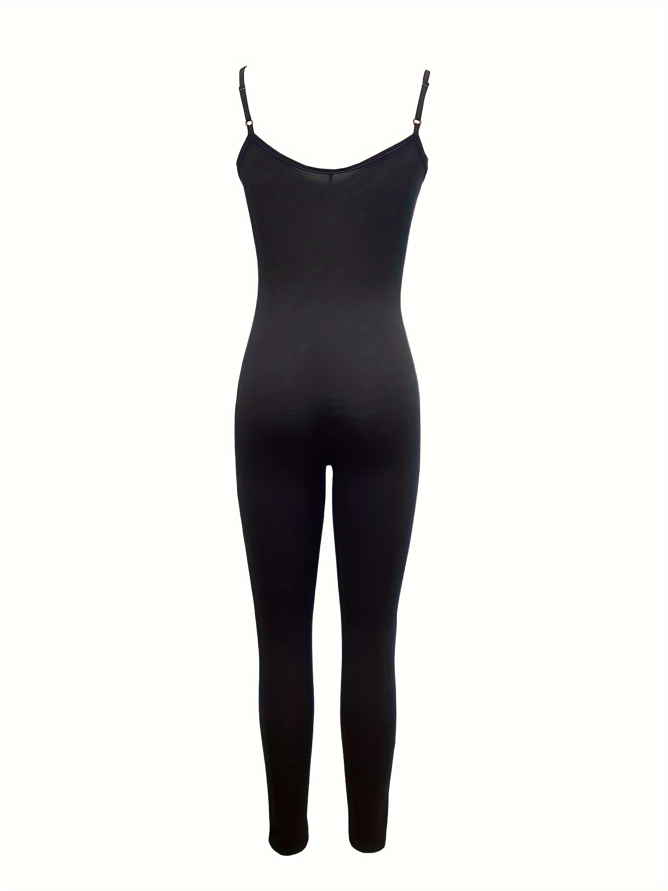 1.STATE Women's High Neck Spaghetti Strap Bodysuit Rich Black Jumpsuit,  Small