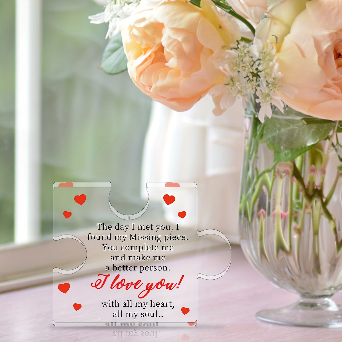 1 Pièce Cadeau Romantique Pour Petit Ami, Plaque D'acrylique Transparente  En Forme De Puzzle Avec Message 'je T'aime', Convient À La Décoration De La  Maison, De La Chambre Et Du Bureau Pour