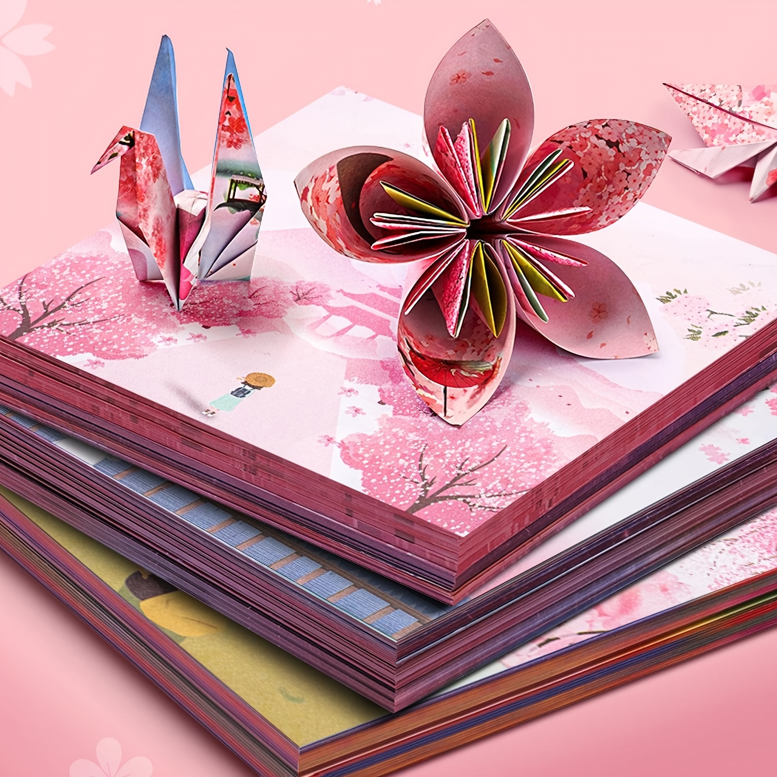 

50sheets Double-sided Origami Paper, 6 Colors Square Easy Fold Paper For Beginner Students Adults Papers Arts And Crafts Projects 5.9inch Starry Sky Cherry Blossoms School Supplies