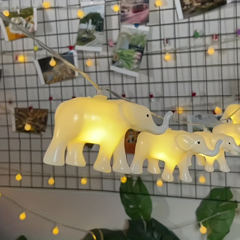 10 Lights White Elephant Decorative String Lights Zoo Small - Temu Germany