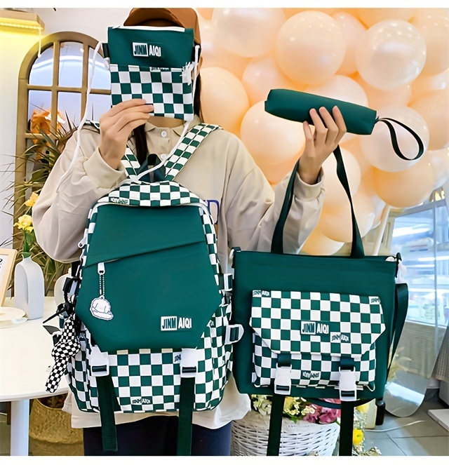 Checkered backpacks for school hot sale