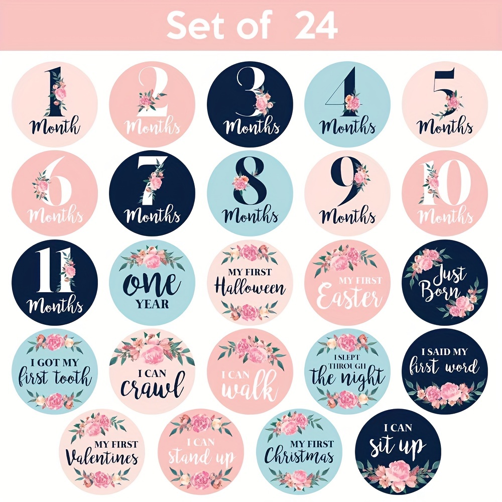 Monthly Stickers Floral Milestone Stickers Cute Creative - Temu