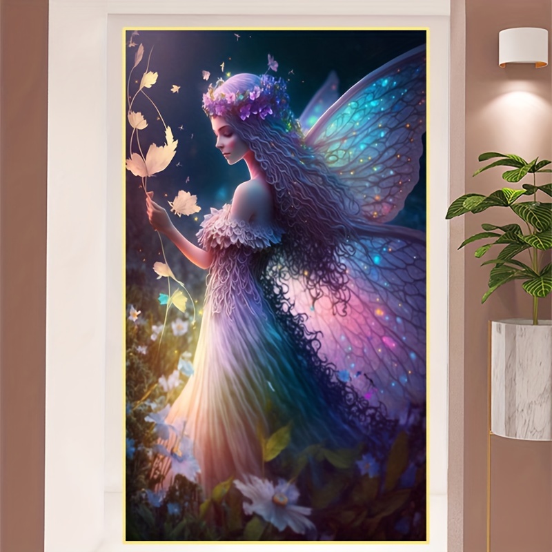 5d Diy Diamond Painting Set With Butterfly Fairy Design, Embroidery Mosaic  Artwork Picture For Home Decor