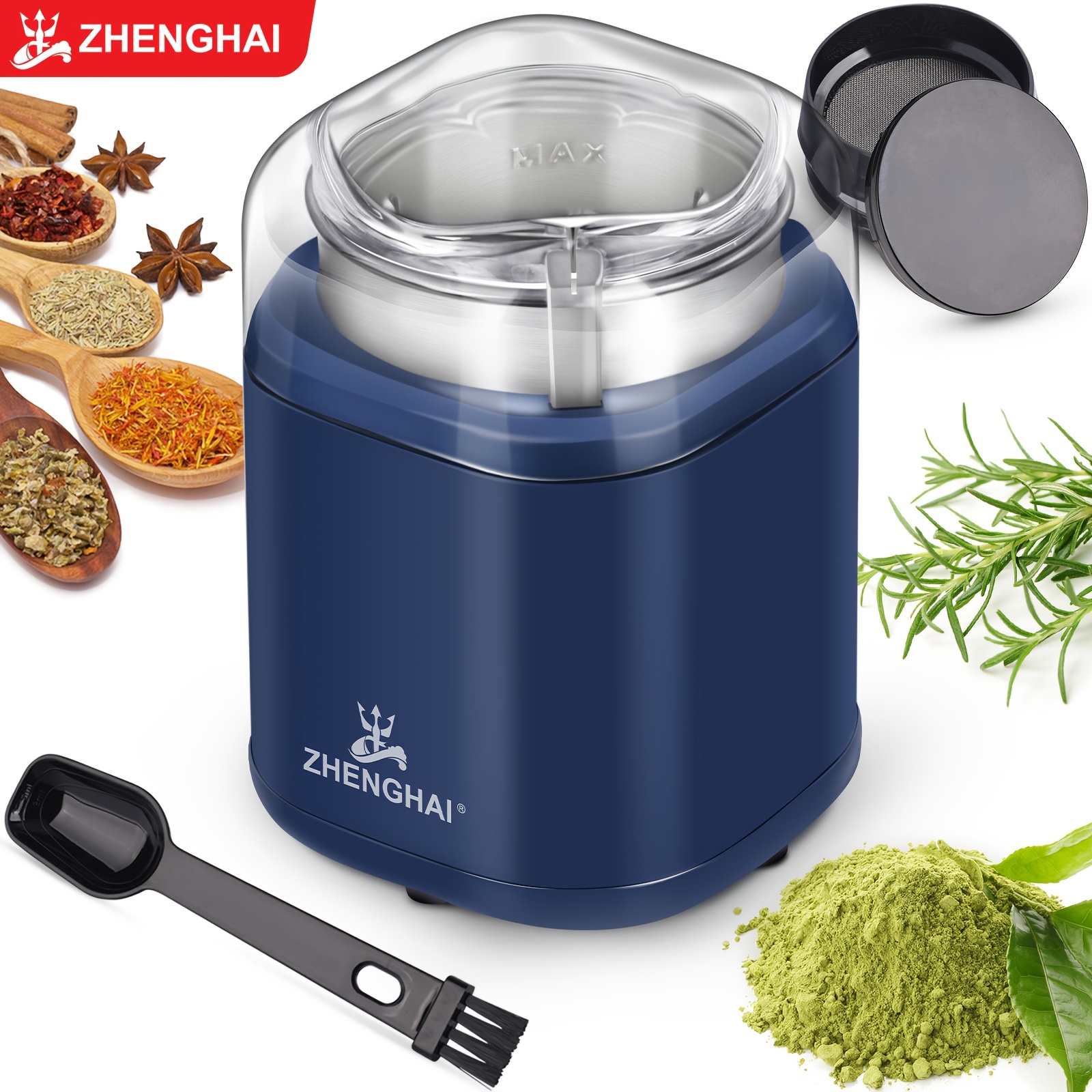 Tiitstoy Coffee Grinder Electric,200W Powerful Spice Grinder, Grinder Herb Grinder Coffee Beans Grinder Electric for Spices,Herbs,Nut with Brush, Size