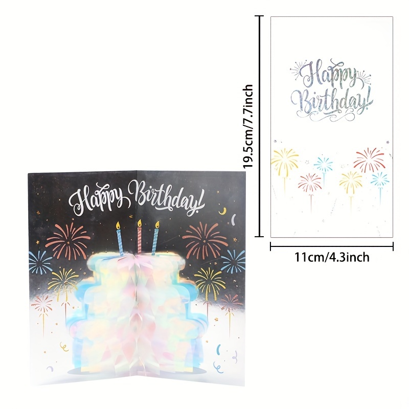 Image of 1pc 3d Stereoscopic Cake Birthday Greeting Card Exquisite Cute Creative Birthday Card For Birthday Gift