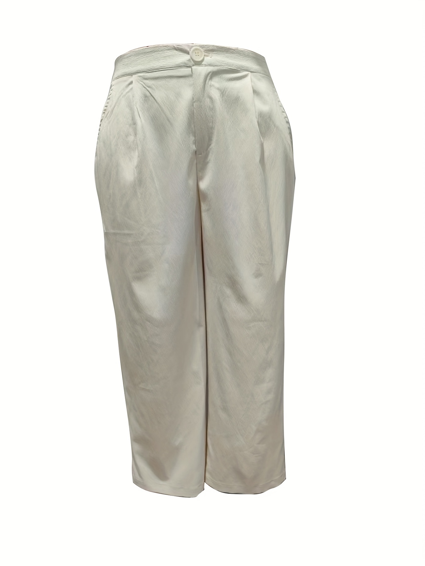 Plus Size Casual Pants Women's Plus Solid Button Elastic - Temu