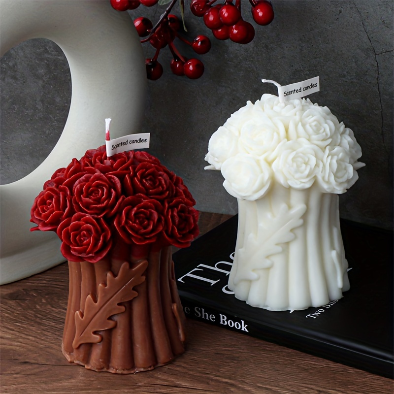 Flower Bouquet Candle Mold Table Decoration Peony Floral Bouquet Pillar  Silicone Mold Luxury Unique Wedding Gift 