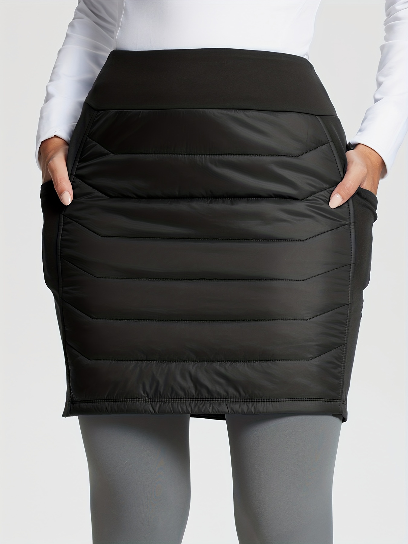 Warm Puffer Winter - Temu Color Lightweight Snow Solid Skirts