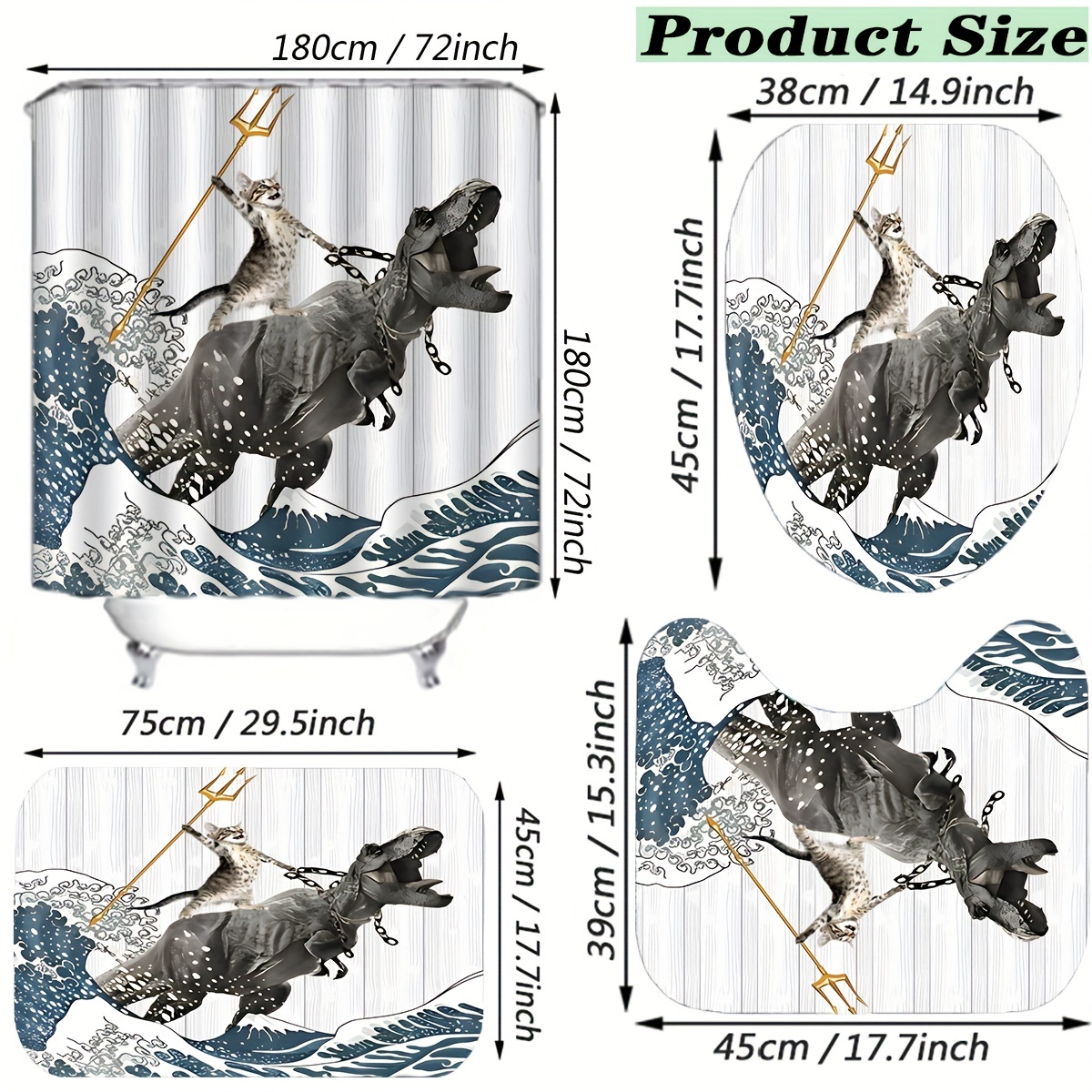 Funny Cat Bathroom Set Shower Curtain & Floor Mat
