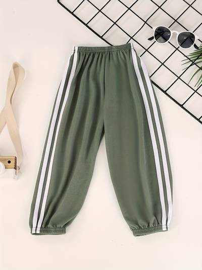 Pantalon de survêtement à bandes latérales contrastées pour garçons, pantalon de jogging fin et décontracté pour les activités de plein air