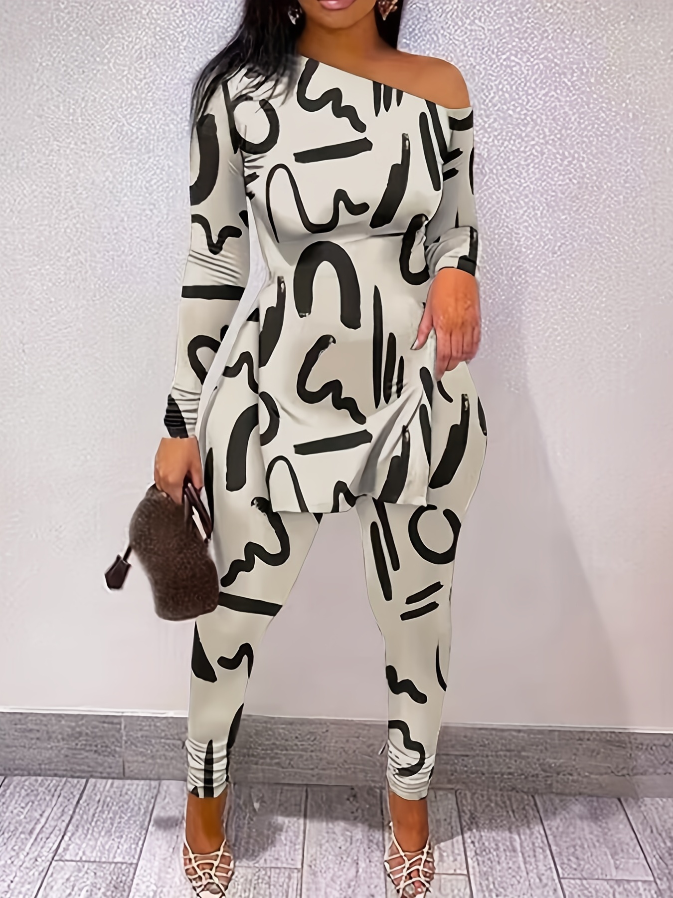 Casual Abstract Print Two Piece Set Women's Clothing