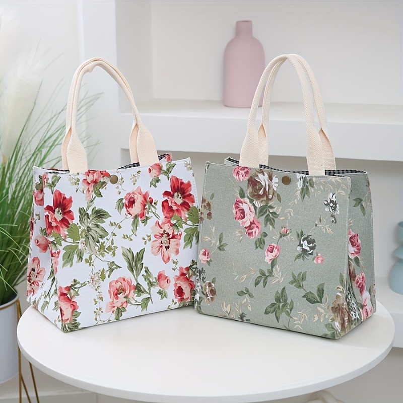 Aesthetic Floral Lunch Box Bag Insulated Bento Pouch - Temu