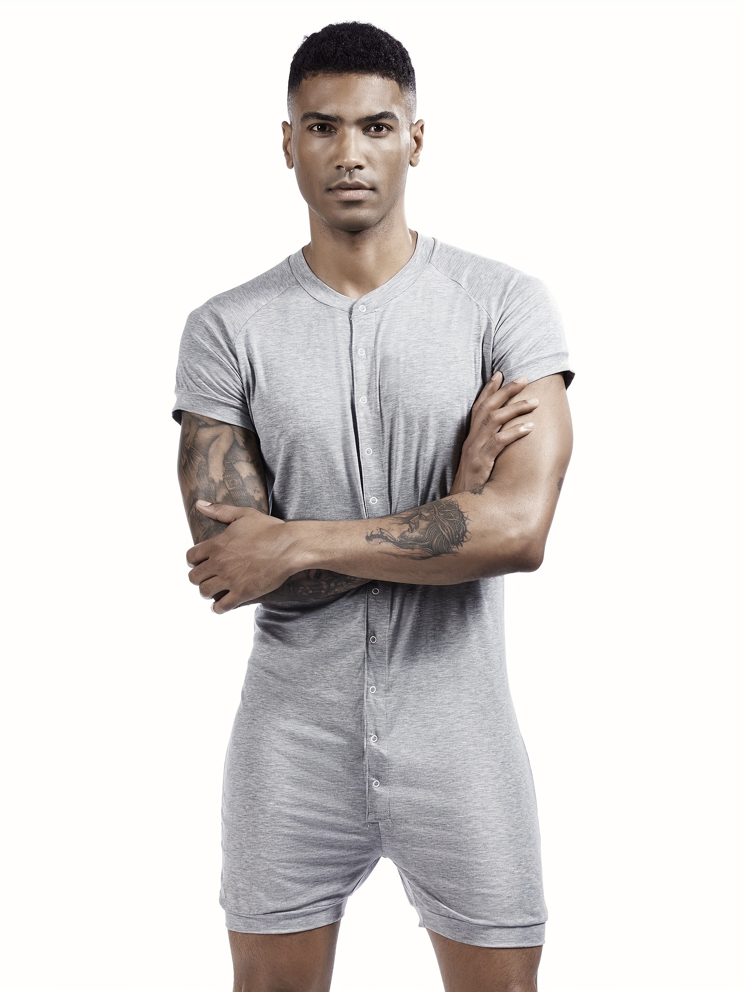 Men s Sexy Comfortable Short Sleeve Onesie Loungewear Fun And