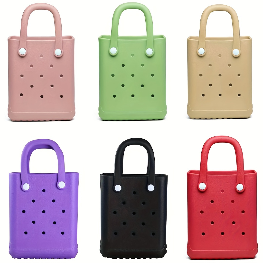 Simple Solid Color Small Eva Bag, All-match Handbag for Beach, Portable Storage Bag,Tote Bag for Women,Temu