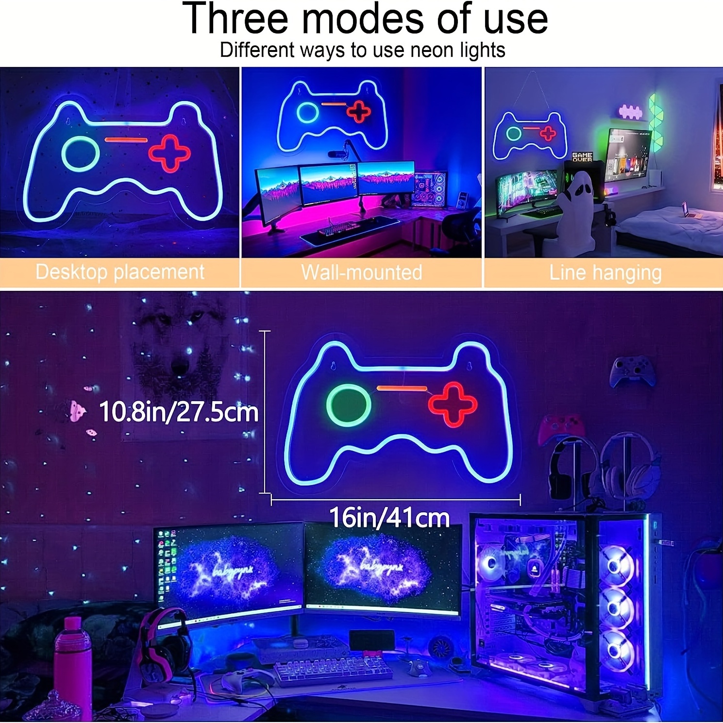 LED Game Neon Sign Gamepad Shape LED Sign Light Gamer Gift for Teen Girls Game Room Decor Bedroom Wall Gaming Wall Decoration PlayStation Lightup